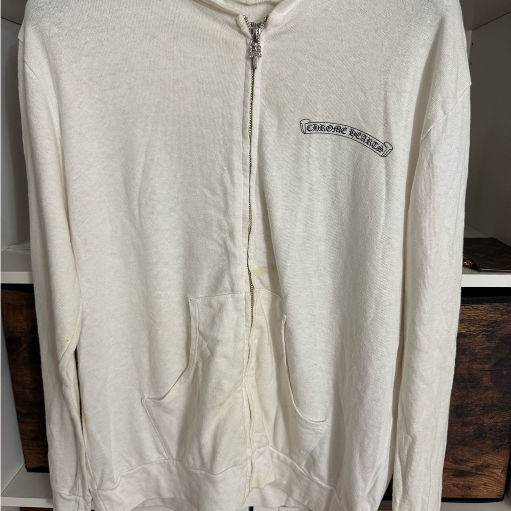 Chrome Hearts Cream Hoodie with Black Logo